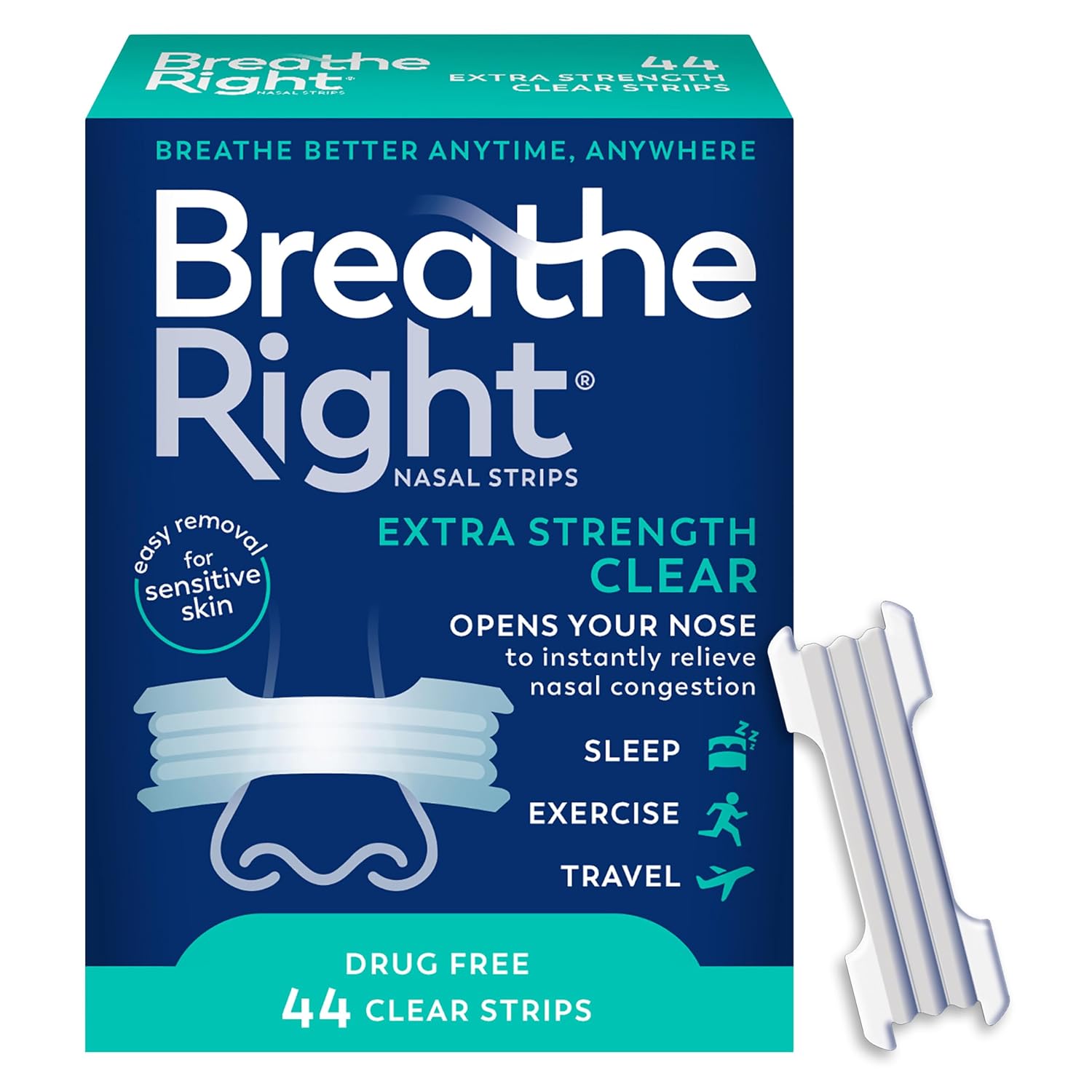 Breathe Right Extra Strength nasal strips for opening the nose