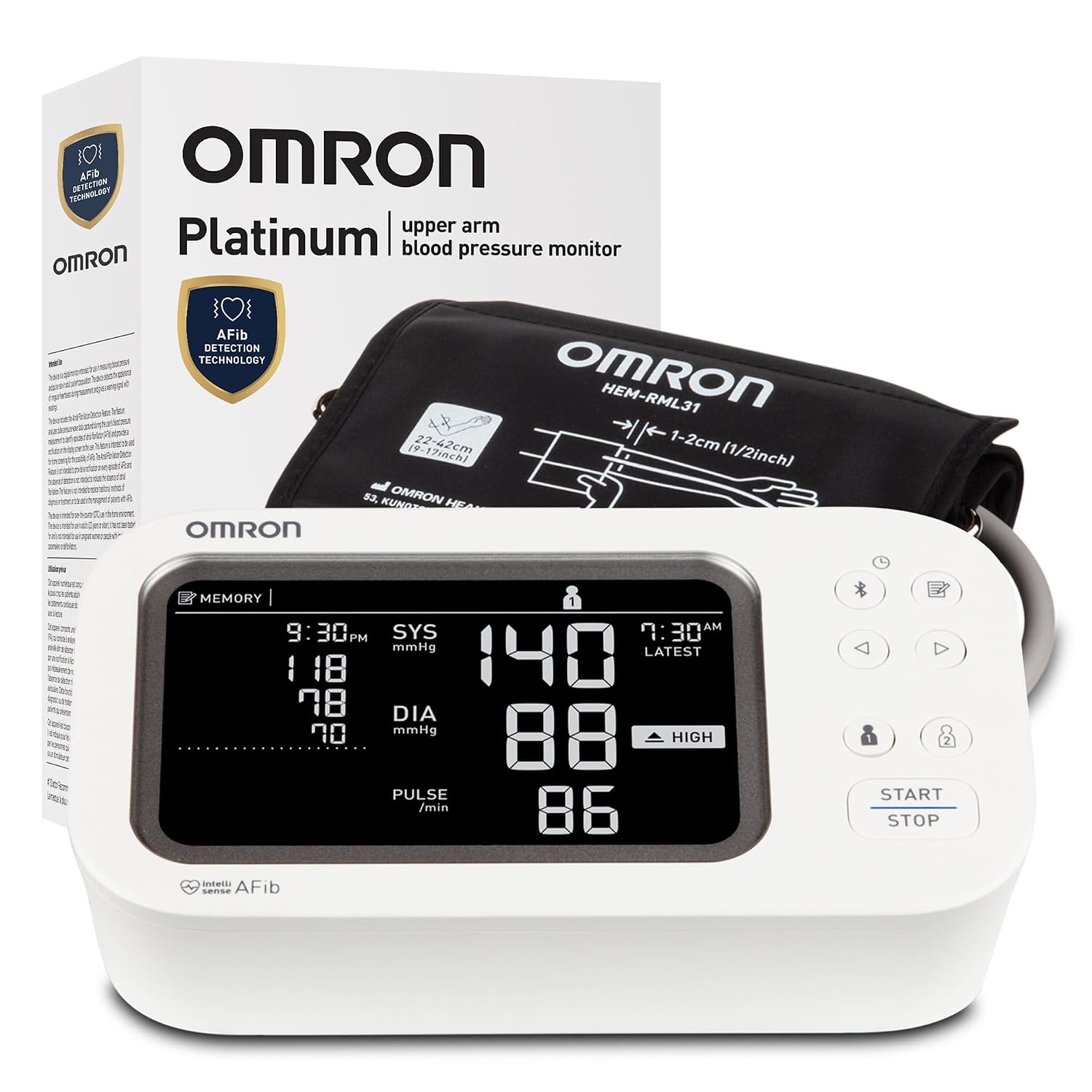 Omron Platinum upper-arm home blood pressure monitor with cuff