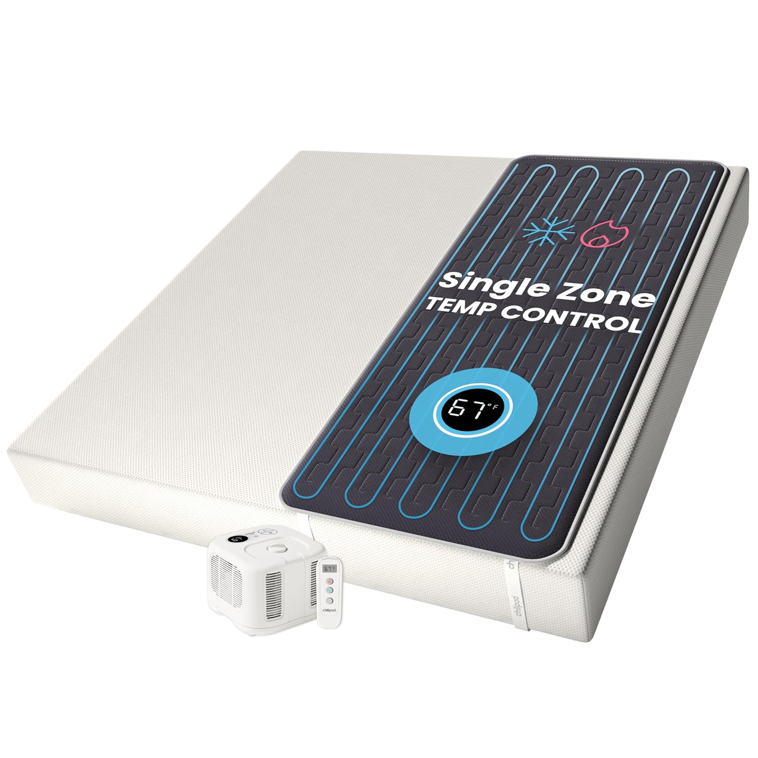 Chilipad Cube water-based bed cooling mattress topper and bedside control unit