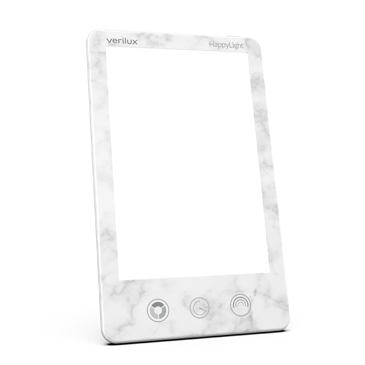 Verilux HappyLight bright light therapy panel on a desk