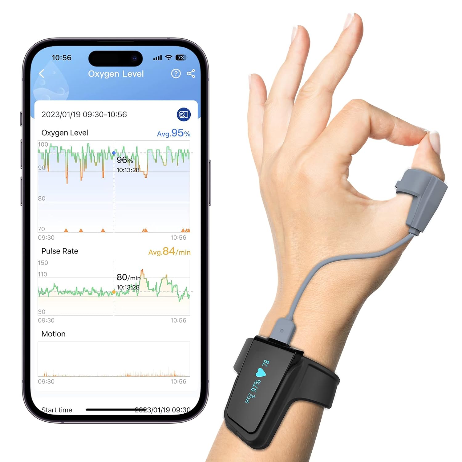 Wellue O2Ring overnight fingertip SpO2 and heart-rate monitor